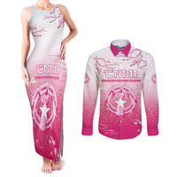 Personalized Sakura Marianas Couples Matching Tank Maxi Dress and Long Sleeve Button Shirt CNMI Seal