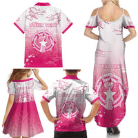 Personalized Sakura Marianas Family Matching Summer Maxi Dress and Hawaiian Shirt CNMI Seal