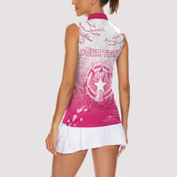 Personalized Sakura Marianas Women Sleeveless Polo Shirt CNMI Seal