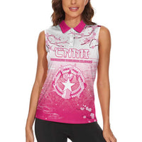 Personalized Sakura Marianas Women Sleeveless Polo Shirt CNMI Seal