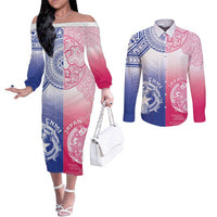 Custom Northern Mariana Islands And Japan Together Couples Matching Off The Shoulder Long Sleeve Dress and Long Sleeve Button Shirt
