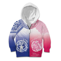 Custom Northern Mariana Islands And Japan Together Kid Hoodie LT05 Zip Hoodie White - Polynesian Pride