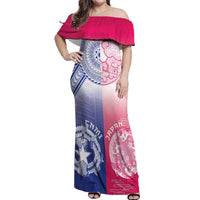 Custom Northern Mariana Islands And Japan Together Off Shoulder Maxi Dress LT05 Women White - Polynesian Pride