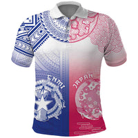 Custom Northern Mariana Islands And Japan Together Polo Shirt