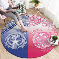Northern Mariana Islands And Japan Together Round Carpet