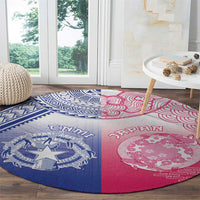 Northern Mariana Islands And Japan Together Round Carpet