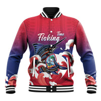 Guam Blue Marlin Fishing Baseball Jacket Polynesian Style LT05 Unisex Red - Polynesian Pride