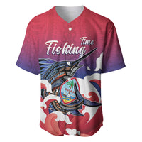 Guam Blue Marlin Fishing Baseball Jersey Polynesian Style LT05 Red - Polynesian Pride
