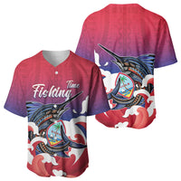 Guam Blue Marlin Fishing Baseball Jersey Polynesian Style LT05 - Polynesian Pride