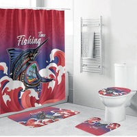 Guam Blue Marlin Fishing Bathroom Set Polynesian Style LT05 Bathroom Set (4 pcs) Red - Polynesian Pride