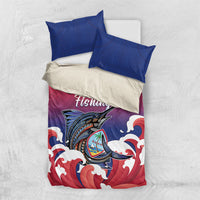 Guam Blue Marlin Fishing Bedding Set Polynesian Style LT05 US Twin 172cm x 218cm Red - Polynesian Pride