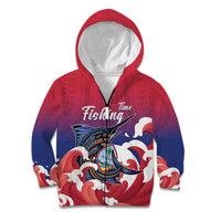 Guam Blue Marlin Fishing Kid Hoodie Polynesian Style LT05 Zip Hoodie Red - Polynesian Pride