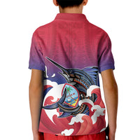 Guam Blue Marlin Fishing Kid Polo Shirt Polynesian Style LT05 - Polynesian Pride