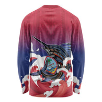 Guam Blue Marlin Fishing Long Sleeve Shirt Polynesian Style LT05 - Polynesian Pride