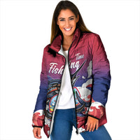 Guam Blue Marlin Fishing Padded Jacket Polynesian Style LT05 Women Red - Polynesian Pride