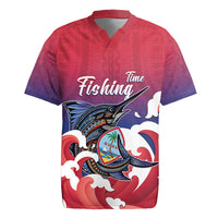 Guam Blue Marlin Fishing Rugby Jersey Polynesian Style LT05 Red - Polynesian Pride