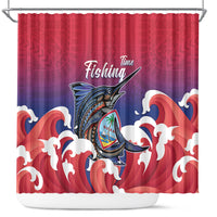 Guam Blue Marlin Fishing Shower Curtain Polynesian Style LT05 Red - Polynesian Pride