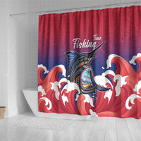 Guam Blue Marlin Fishing Shower Curtain Polynesian Style LT05 - Polynesian Pride