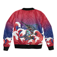 Guam Blue Marlin Fishing Sleeve Zip Bomber Jacket Polynesian Style LT05 - Polynesian Pride