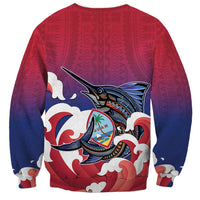 Guam Blue Marlin Fishing Sweatshirt Polynesian Style LT05 - Polynesian Pride