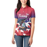 Guam Blue Marlin Fishing Women Polo Shirt Polynesian Style LT05 - Polynesian Pride