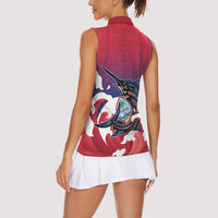 Guam Blue Marlin Fishing Women Sleeveless Polo Shirt Polynesian Style LT05 - Polynesian Pride