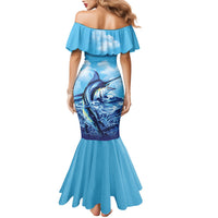 Hawaii Blue Marlin Fishing Family Matching Mermaid Dress and Hawaiian Shirt