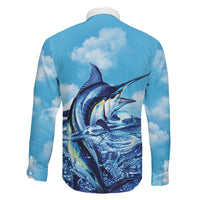 Hawaii Blue Marlin Fishing Family Matching Short Sleeve Bodycon Dress and Hawaiian Shirt