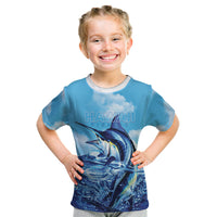 Hawaii Blue Marlin Fishing Kid T Shirt LT05 Blue - Polynesian Pride