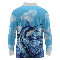 Hawaii Blue Marlin Fishing Long Sleeve Polo Shirt LT05 - Polynesian Pride