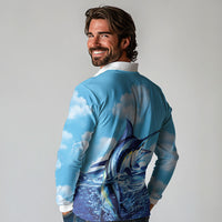 Hawaii Blue Marlin Fishing Long Sleeve Polo Shirt LT05 - Polynesian Pride