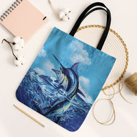 Hawaii Blue Marlin Fishing Tote Bag LT05 Black Strap One Size Blue - Polynesian Pride