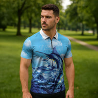 Hawaii Blue Marlin Fishing Zipper Polo Shirt LT05 - Polynesian Pride