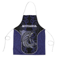 New Zealand Aotearoa Apron Blue Marlin Fishing Maori Pattern LT05 Black - Polynesian Pride