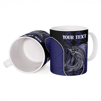 Personalised New Zealand Aotearoa Ceramic Mug Blue Marlin Fishing Maori Pattern LT05 - Polynesian Pride
