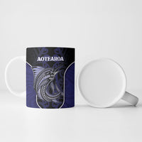 Personalised New Zealand Aotearoa Ceramic Mug Blue Marlin Fishing Maori Pattern LT05 - Polynesian Pride
