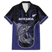 Personalised New Zealand Aotearoa Family Matching Summer Maxi Dress and Hawaiian Shirt Blue Marlin Fishing Maori Pattern