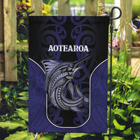 New Zealand Aotearoa Garden Flag Blue Marlin Fishing Maori Pattern LT05 Garden Flag Black - Polynesian Pride