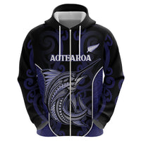 Personalised New Zealand Aotearoa Hoodie Blue Marlin Fishing Maori Pattern LT05 - Polynesian Pride