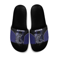 New Zealand Aotearoa Slide Sandals Blue Marlin Fishing Maori Pattern LT05 Black - Polynesian Pride