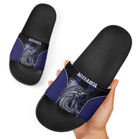 New Zealand Aotearoa Slide Sandals Blue Marlin Fishing Maori Pattern LT05 - Polynesian Pride