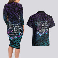 Polynesia Suicide Prevention Awareness Couples Matching Long Sleeve Bodycon Dress and Hawaiian Shirt Keep Going The World Needs You LT05 - Polynesian Pride