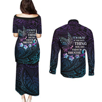 Polynesia Suicide Prevention Awareness Couples Matching Puletasi and Long Sleeve Button Shirt Keep Going The World Needs You LT05 - Polynesian Pride
