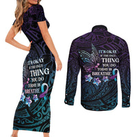 Polynesia Suicide Prevention Awareness Couples Matching Short Sleeve Bodycon Dress and Long Sleeve Button Shirt Keep Going The World Needs You LT05 - Polynesian Pride