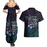 Polynesia Suicide Prevention Awareness Couples Matching Summer Maxi Dress and Hawaiian Shirt Keep Going The World Needs You LT05 - Polynesian Pride
