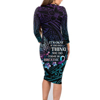 Polynesia Suicide Prevention Awareness Family Matching Long Sleeve Bodycon Dress and Hawaiian Shirt Keep Going The World Needs You LT05 - Polynesian Pride