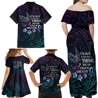 Polynesia Suicide Prevention Awareness Family Matching Off Shoulder Maxi Dress and Hawaiian Shirt Keep Going The World Needs You LT05 - Polynesian Pride