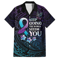 Polynesia Suicide Prevention Awareness Family Matching Off Shoulder Maxi Dress and Hawaiian Shirt Keep Going The World Needs You LT05 Dad's Shirt - Short Sleeve Purple - Polynesian Pride
