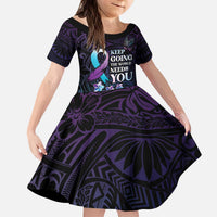 Polynesia Suicide Prevention Awareness Kid Short Sleeve Dress Keep Going The World Needs You LT05 KID Purple - Polynesian Pride