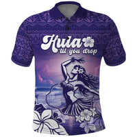 Aloha Hawaii Kauai Island Polo Shirt Hula Till You Drop LT05 Purple - Polynesian Pride